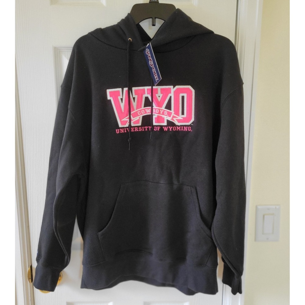 University Of Wyoming Cowboys Hoodie Jansport Size L Black Pink